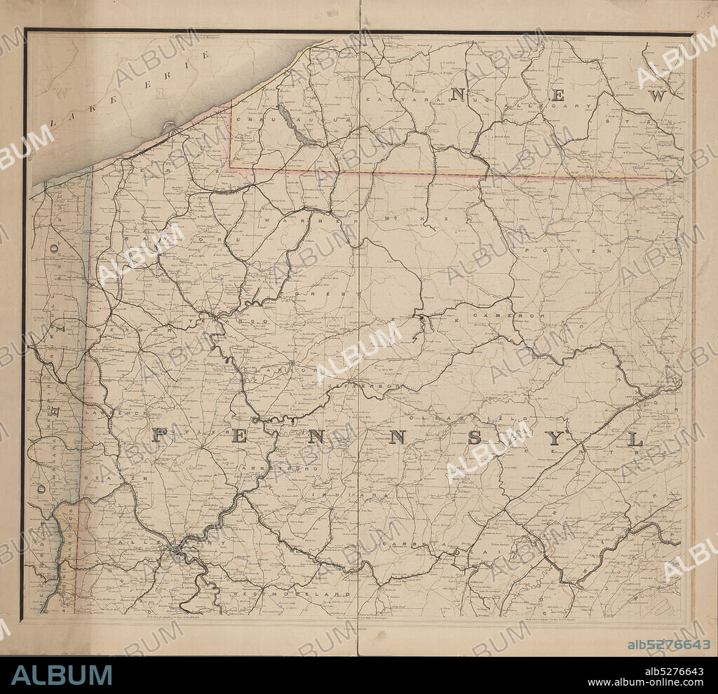 Post route map of the states of Pennsylvania, New Jersey, Delaware and Maryland and of the District of Columbia, with adjacent parts of New York, Ohio, Virginia and West Virginia, cartographic, Maps, 1874, Nicholson, W. L., McClelland, D.