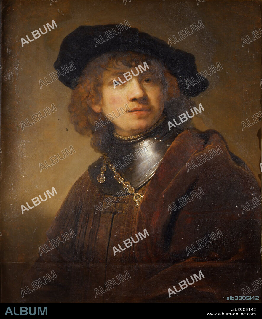REMBRANDT. Tronie of a Young Man in a Gorget and Cap. Date/Period: Ca. 1639. Painting. Oil on panel. Height: 62.5 cm (24.6 in); Width: 54 cm (21.2 in).