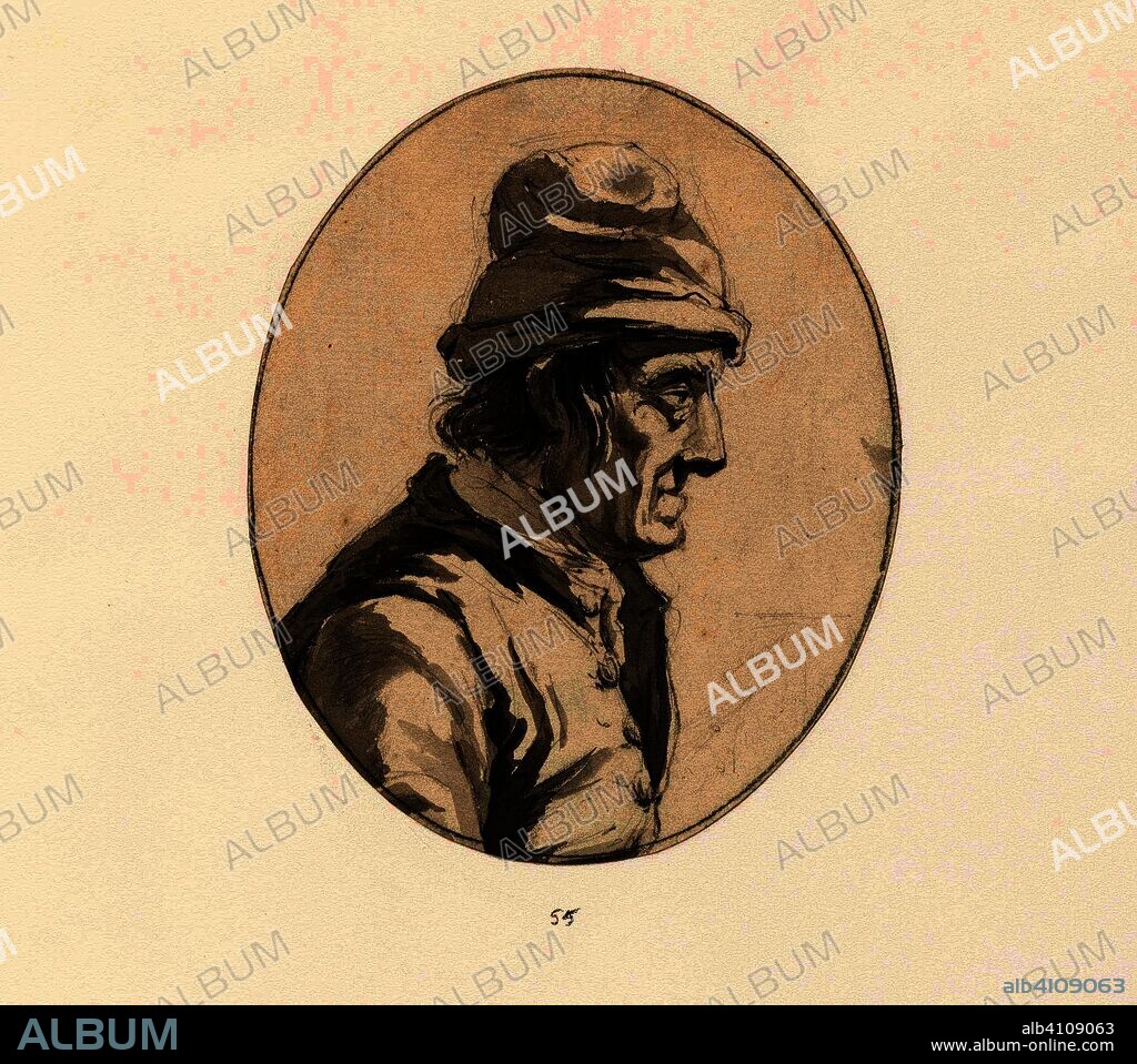 Study of a man with a hat, in profile, to the right. Draughtsman: Johannes Christiaan Schotel. Dating: 1797 - 1838. Measurements: h 143 mm × w 117 mm.
