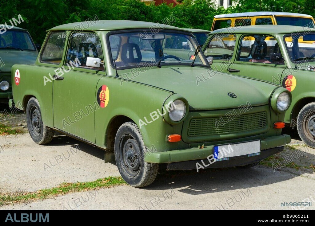 The Trabant is a car that was produced by former East German auto maker VEB Sachsenring Automobilwerke Zwickau in Zwickau, Saxony. It was the most common vehicle in East Germany, and was also exported to countries both inside and outside the eastern bloc. It was advertised as having room for four adults and luggage in a compact and durable shell, and being relatively fast.