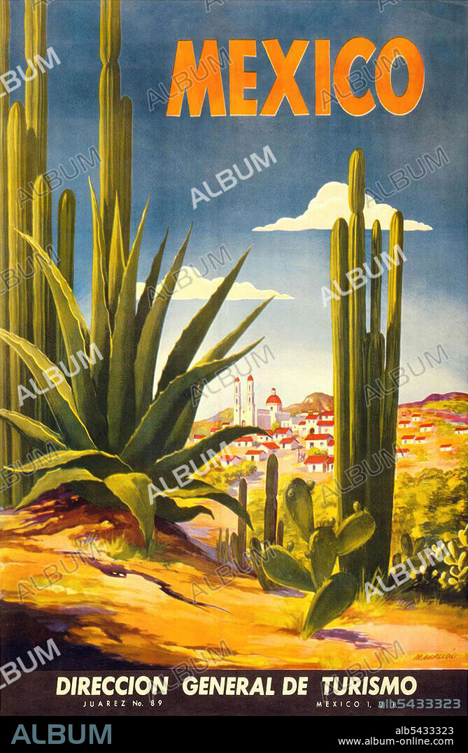 Mexico: General Directorate of Tourism, vintage Mexico travel poster, 1940s.