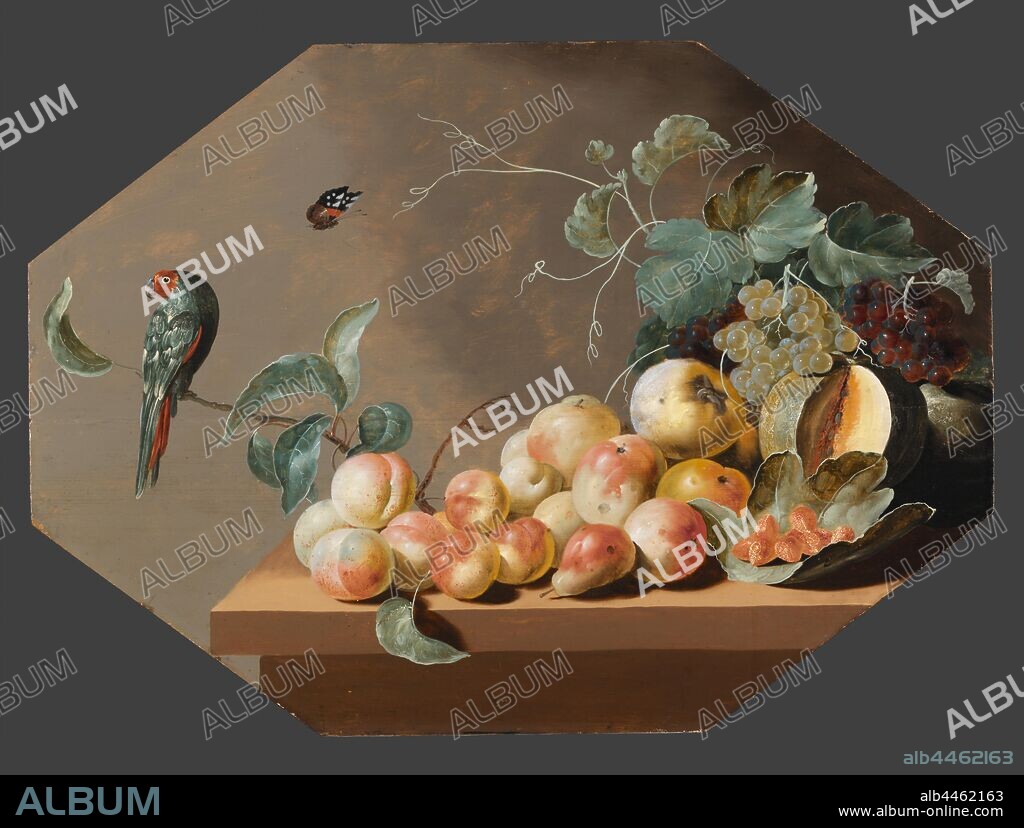 Ottmar Elliger, Fruit Piece, painting, oil on canvas, Height, 53 cm (20.8 inches), Width, 82 cm (32.2 inches), Inscription, A.t, KM label, 'Fruckt Piece no. 203', Signed, 'E.O.'.