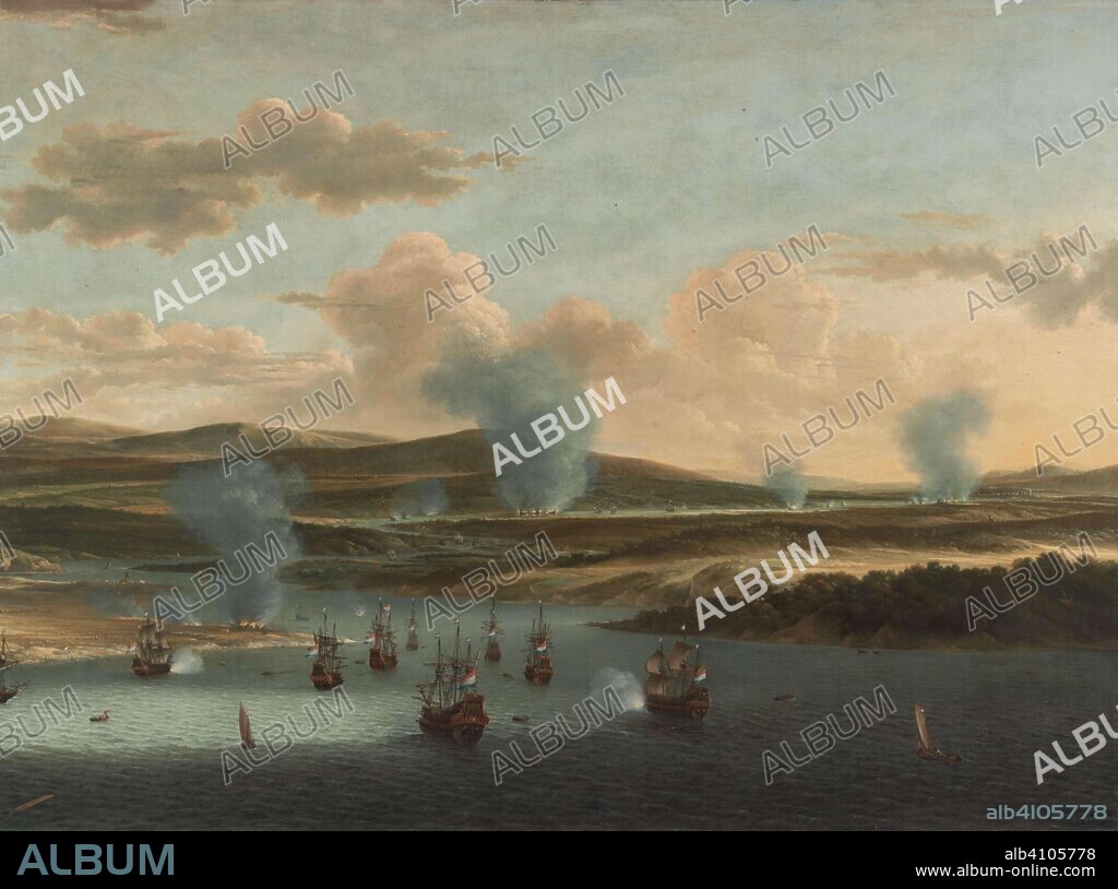WILLEM SCHELLINKS. Battle of Medway. Attack on Chatham. Tocht naar Chatham, 1667: de Nederlandse vloot in de monding van de Medway. Dating: c. 1668. Measurements: h 153 cm × w 209 cm × h 178 cm × w 235.5 cm × d 17 cm.