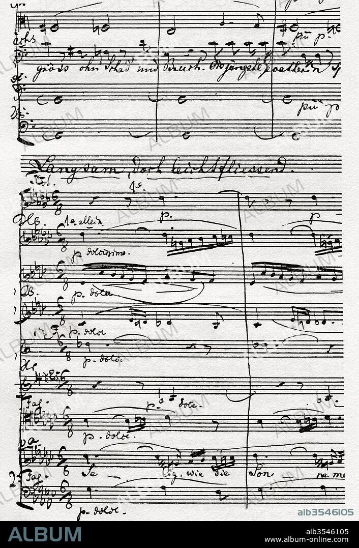 Part of the musical score of Die Meistersinger von Nürnberg, "The Master-Singers of Nuremberg". Music drama or opera in three acts, written and composed by Richard Wagner. From Richard Wagner Und Bayreuth, published 1931.