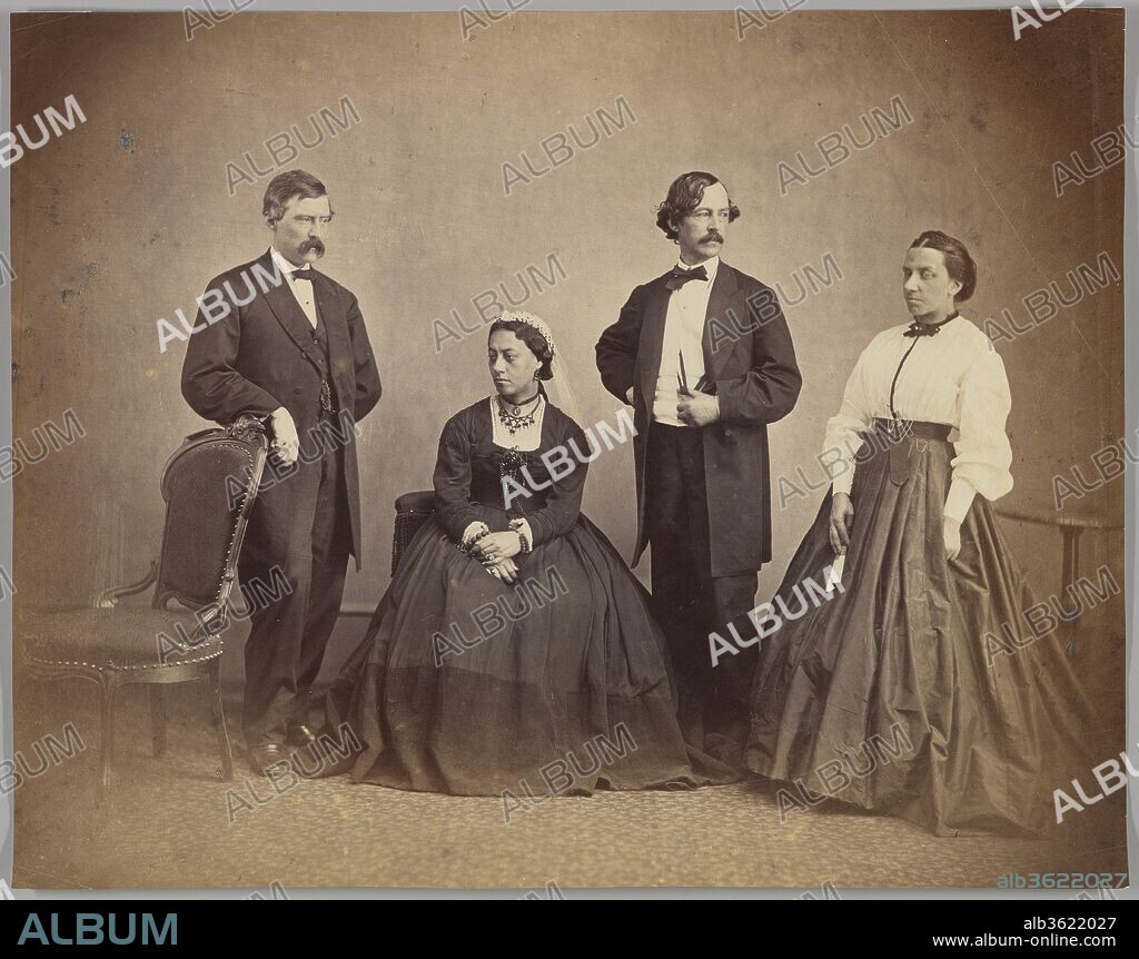 Queen Emma of Hawaii and Her Entourage. Artist: Alexander Gardner (American, Glasgow, Scotland 1821-1882 Washington, D.C.). Dimensions: Image: 14 1/8 × 17 15/16 in. (35.9 × 45.6 cm). Date: 1865.