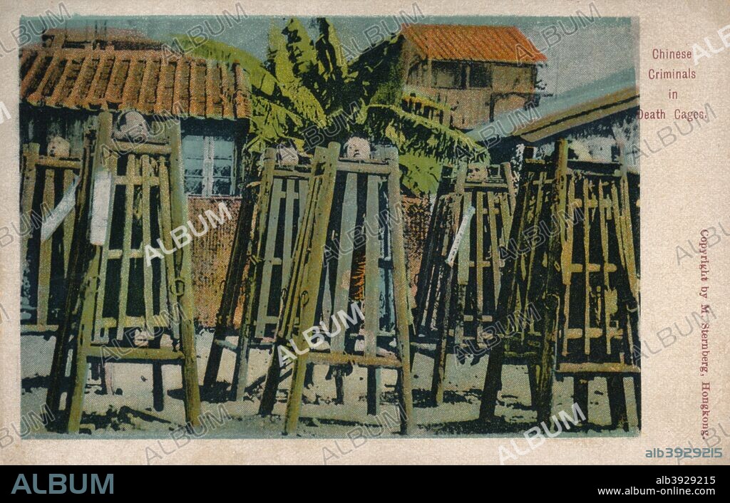 'Chinese Criminals in Death Cages', c1900. [M. Sternberg, Hong Kong, c1900].