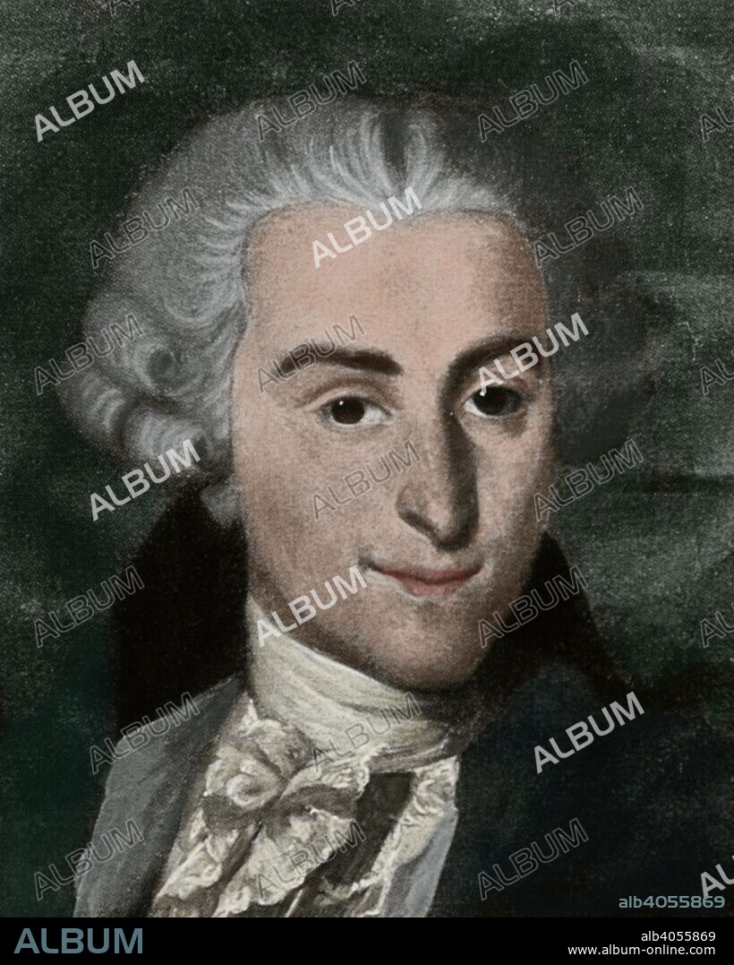Giovanni Battista Sammartini (Milán,1700-Milán,1775). Compositor, maestro de coro y de capilla italiano del Barroco. Fue maestro de Giulini y Glück y el principal representante de la escuela sinfónica de Milán así como de la música del siglo XVIII. Ilustración a partir del retrato por Domenico Riccardi. Coloreada.