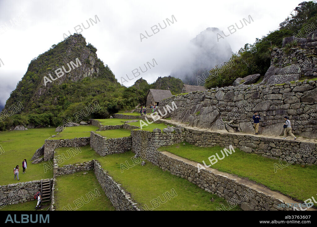 Agricultural terraces, Machu Picchu, peru, peruvian, south america, south american, latin america, latin american South America. The lost city of the Inca was rediscovered by Hiram Bingham in 1911.