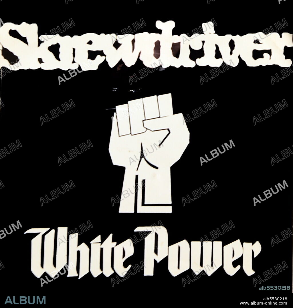 "White Power", "Smash the IRA", Shove the Dove", 1983. White Noise album cover by Screwdriver. Screwdriver were an English Neo-Nazi punk band formed by Ian Stuart Donaldson in Poulton-le-Fylde, Lancashire in 1976.