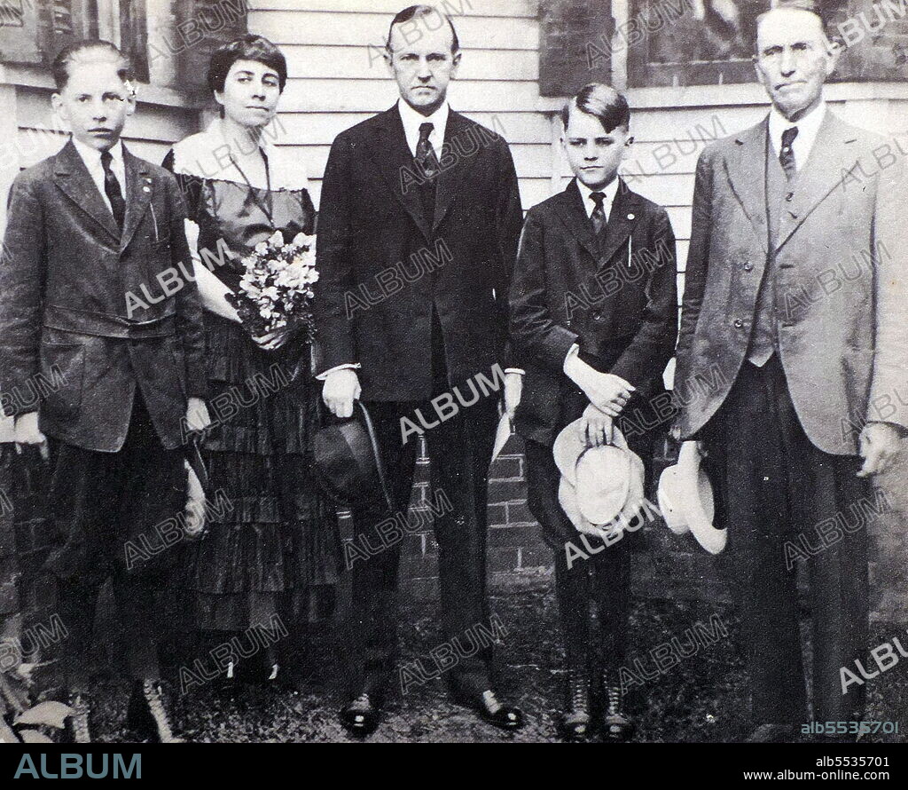 Calvin Coolidge with his family. Calvin Coolidge (born John Calvin Coolidge Jr.; July 4, 1872 - January 5, 1933) was an American lawyer and politician who served as the 30th president of the United States from 1923 to 1929. A Republican lawyer from New England, born in Vermont, Coolidge worked his way up the ladder of Massachusetts state politics, eventually becoming governor of Massachusetts.