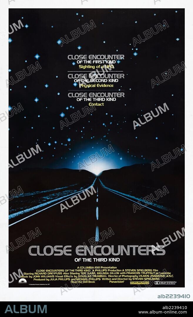 Poster de ENCUENTROS EN LA TERCERA FASE, 1977 (CLOSE ENCOUNTERS OF THE THIRD KIND), dirigida por STEVEN SPIELBERG. Copyright COLUMBIA PICTURES.