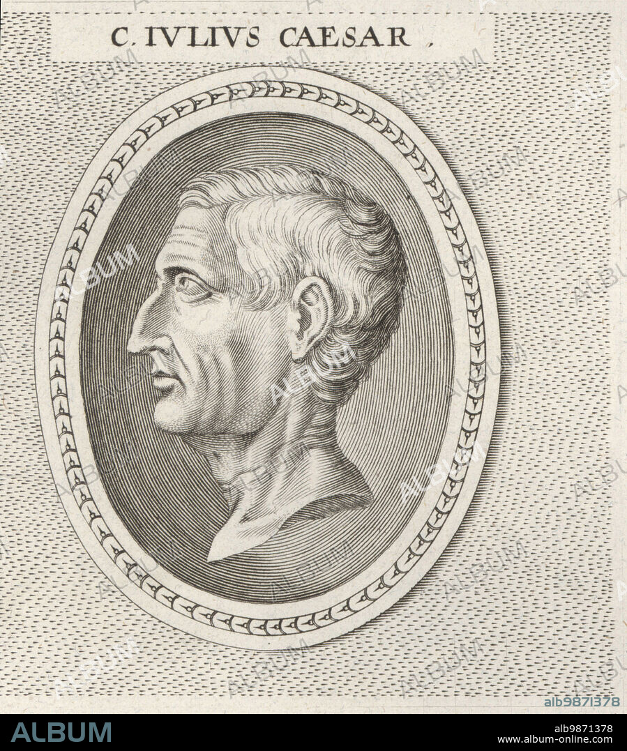 Gaius Julius Caesar, Roman general and statesman, 100-44 BC. A member of the First Triumvirate, Caesar led the Roman armies in the Gallic Wars before defeating his political rival Pompey in a civil war, and becoming dictator. C. Iulius Caesar. Copperplate engraving after an illustration by Joachim von Sandrart from his LAcademia Todesca, della Architectura, Scultura & Pittura, oder Teutsche Academie, der Edlen Bau- Bild- und Mahlerey-Kunste, German Academy of Architecture, Sculpture and Painting, Jacob von Sandrart, Nuremberg, 1675.