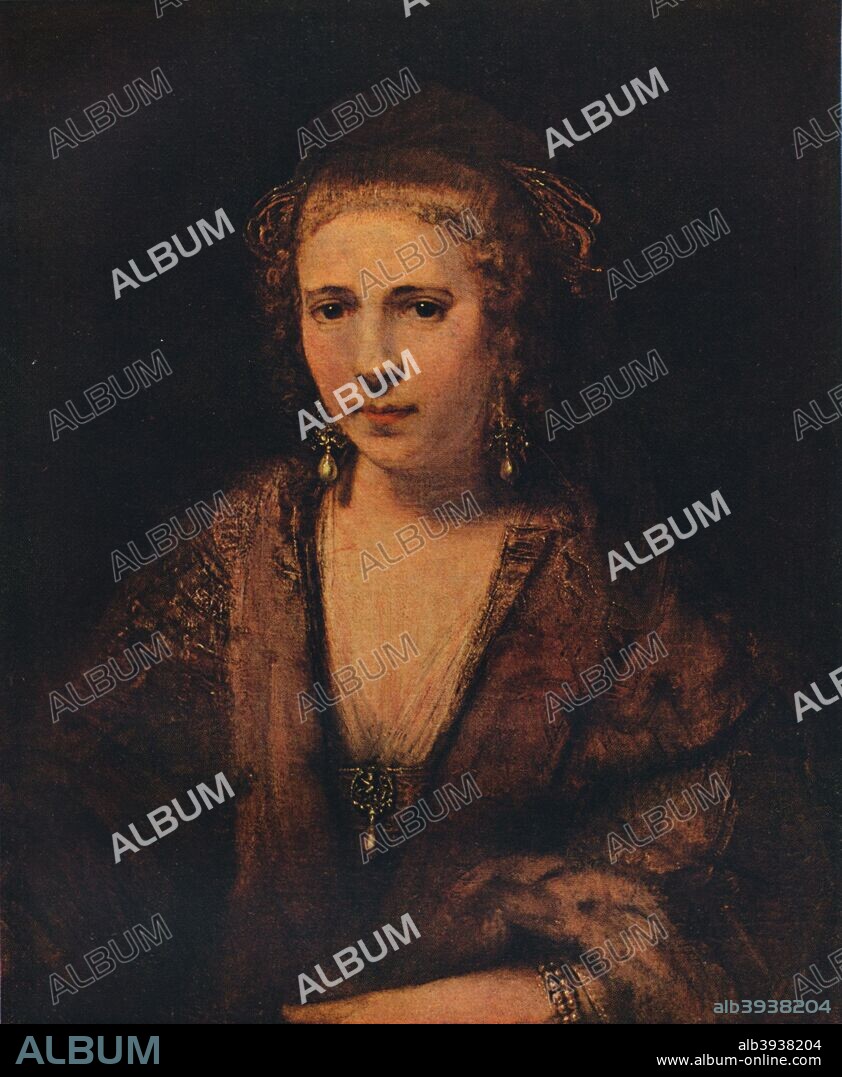 'Portrait of Hendrickje Stoffels with a Velvet Beret ', c1654. Painting held in the Louvre, Paris. From The Dutch Genius by Haldane MacFall [T. C. and E. C. Jack, London, 1911].