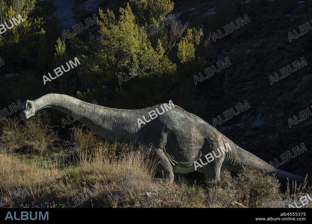 braquiosaurio, reproduccion a tamaño natural, Brachiosaurus altithorax, yacimiento de Valdecevillo, Enciso, La Rioja , Spain, Europe.
