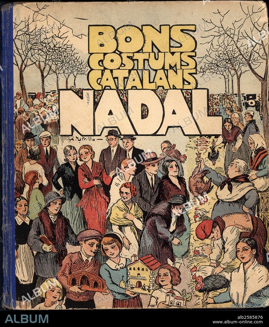 Portada del libro infantil Nadal, de la colección Bons costums catalans. Ilustrado por Antonio Utrillo. Editado en Barcelona, año 1933.