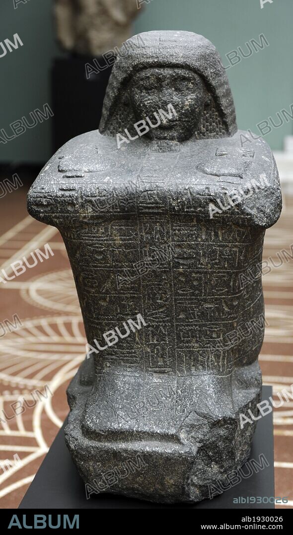ARTE EGIPCIO. EGIPTO. EL TESORO DEL FARAON SETHI I. Pieza encontrada en lugar desconocido. Diorita. Reinado de Ramses II, 1290-1224 a. C. Dinastía XIX, Imperio Nuevo. Museo Carlsberg Glyptotek. Copenhague. Dinamarca. Europa.