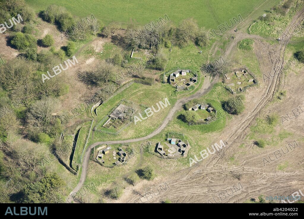 Remains of World War II heavy anti-aircraft battery Bristol B6, Purdown, Stoke Park, Bristol, 2018.
