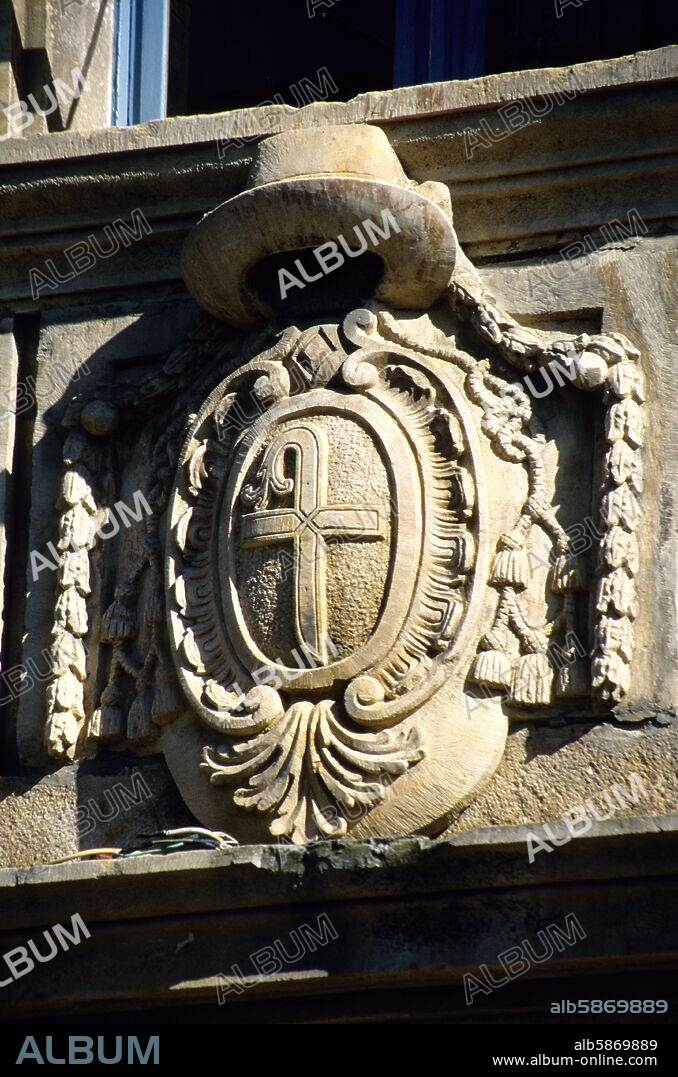 Roncesvalles, heralfry at the "Casa Prioral" of the monastery (Sant James pilgrims way to Santiago).