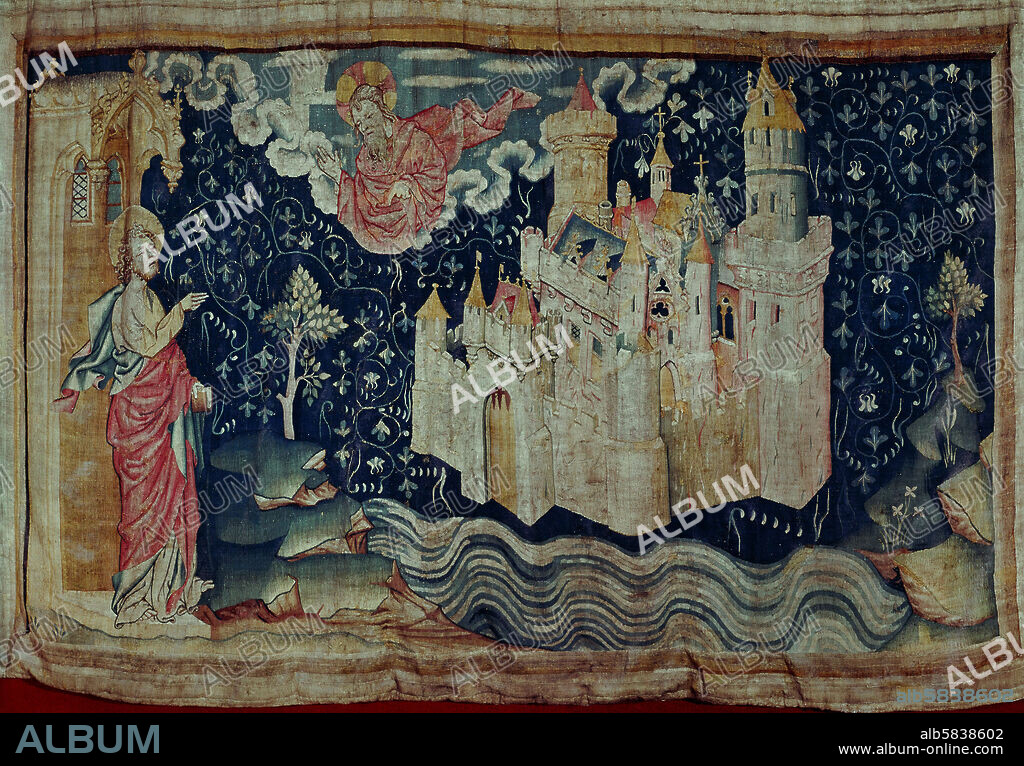 NICOLAS BATAILLE. Apocalypse d'Angers,1373-1387, a series of tapestries woven for Louis I.,Duke of Anjou. Heavenly Jerusalem.