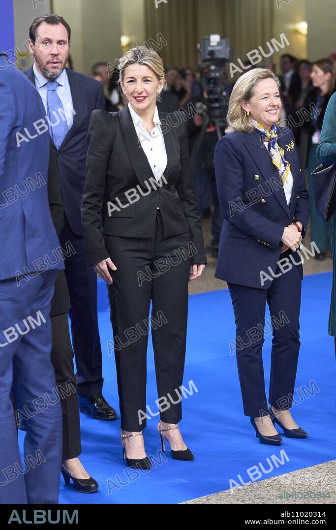 Yolanda Diaz, Vice President, Nadia Calvino, Vice Presdent and Economy Minister attends Closing concert of the Spanish Presidency of the Council of the European Union at National Auditorium on December 21, 2023 in Madrid, Spain.