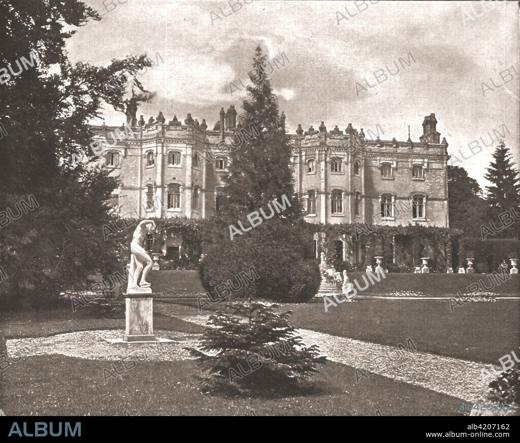 Hughenden Manor, High Wycombe, Buckinghamshire, 1894. Red brick Victorian mansion, home of British Prime Minister Benjamin Disraeli from 1848 to 1881. From Beautiful Britain; views of our stately homes. [The Werner Company of Chicago, 1894].