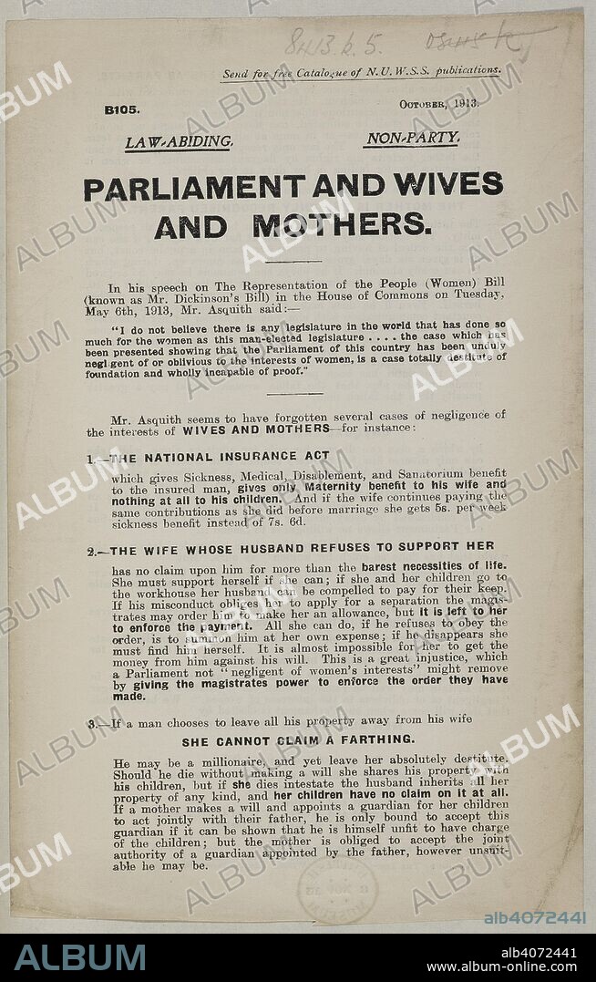 BULWER-LYTTON LYTTON, EARL OF, VICTOR ALEXANDER GEORGE ROBERT. Details of a debate made in the House of Lords on Women's suffrage. The House of Lords and Women's Suffrage. Speech ... in the debate in the House of Lords,-May 6th, 1914, etc. 1914. Source: 8413.k.5. No: B105.