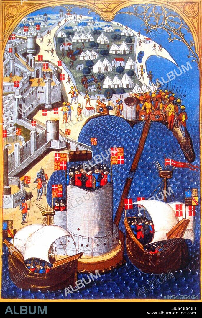 On 23 May 1480 an Ottoman fleet of 160 ships appeared before Rhodes, at the gulf of Trianda, along with an army of 70,000 men under the command of Gedik Ahmed Pasha or Mesih Pasha. The Knights Hospitaller garrison was led by Grand Master Pierre d'Aubusson. The Knights were reinforced from France by 500 knights and 2,000 soldiers under d'Aubusson's brother Antoine. The Ottomans first strategic goal was to capture the Tower of St Nicholas, which was the knights key-point in the defence of the two harbours: the commercial, Mandraki, and the one to the east bay of Akandia. The Turkish artillery kept up an unbroken bombardment and on 9 June the infantry made a series of attacks. Grand Master d'Aubusson himself sped to the aid of the garrison and after a fierce struggle the enemy was repelled. Shortly after came a second attack on the tower, this time on the eastern sector of the wall towards the bay of Akandia, which was the battle station of the 'tongue' of Italy and was quite weak. During the bombardment from the Turkish artillery, the Knights and the people meanwhile dug a new moat on the inside of the wall at this point and constructed a new internal fortification. Once again the Knights reacted valiantly and decisively and after a bitter battle with many casualties on both sides, the danger was once more averted. The last act of the drama was played out in the Jewish quarter of the city. At dawn on 27 July the Turks launched a vigorous offensive and their vanguard of around 2,500 janissaries managed to take the tower of Italy and enter the city. A frenzied struggle ensued. The grand master, wounded in five places, directed the battle and fought with lance in hand. After three hours of fighting the Turks were decimated and the exhausted survivors began to withdraw.