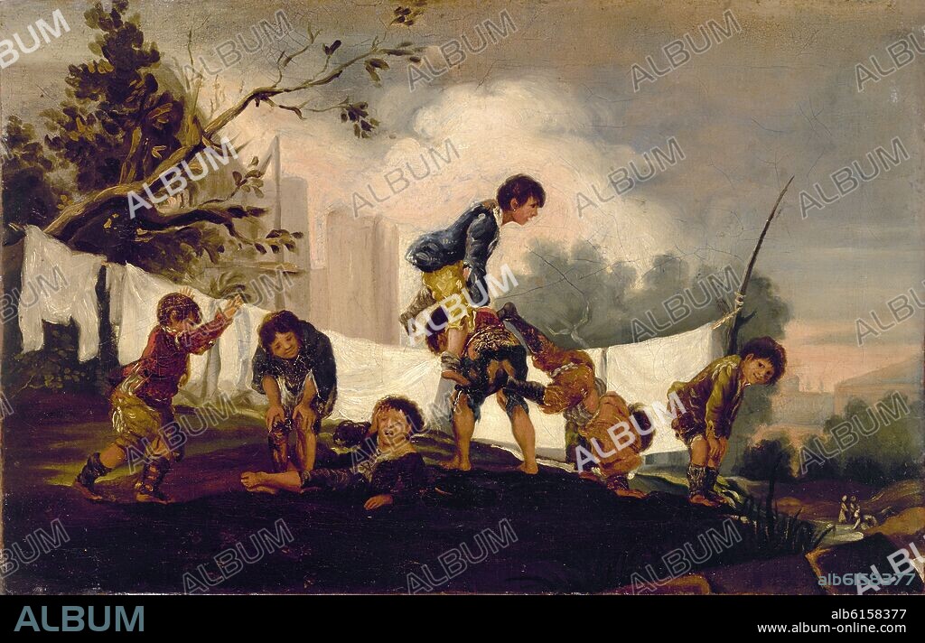 FRANCISCO DE GOYA. JUEGO DE NIÑOS: EL PASO O EL MARRO 1780, O/L, 30.9 x 43.9- DONACION DE IGNACIO TARAZONA EN 1926, NºINV.579.