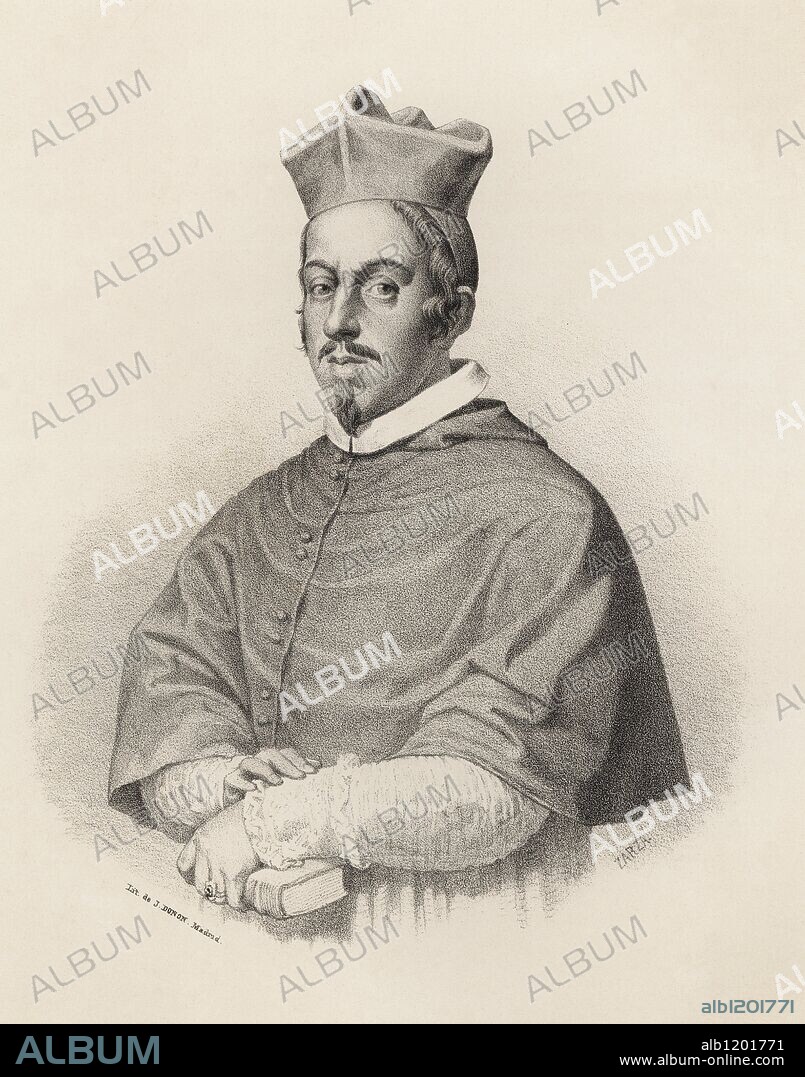 Luis Manuel Fernández de Portocarrero (1635-1709), cardenal y político español; arzobispo de Toledo y consejero de Estado durante el reinado de Carlos II. Grabado de 1870.