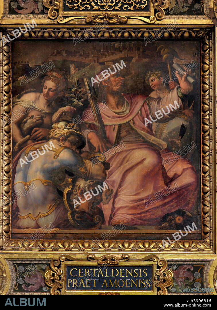 GIORGIO VASARI. Allegory of Certaldo. Date/Period: 1563 - 1565. Oil painting on wood. Height: 250 mm (9.84 in); Width: 250 mm (9.84 in).