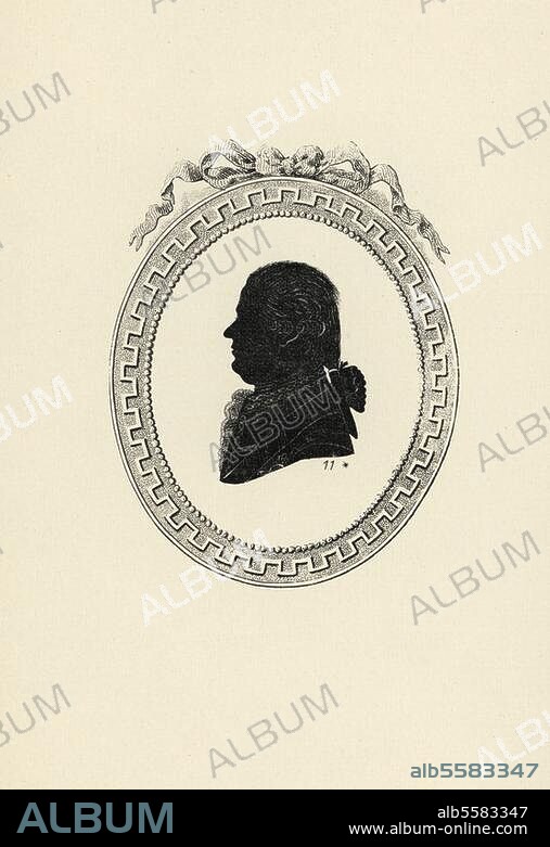 Cobenzl, Ludwig Graf von österr. Staatsmann Brüssel 21.11.1753 - Wien 22.2.1809. Profilbildnis. Radierung in Scherenschnittmanier von Friedrich Anthing (gest. 1805). Aus der Folge: Collection de 100 silhouettes des personnes illustres et célèbres, 1791.