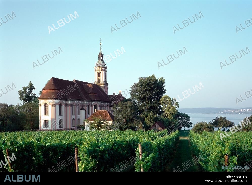 Birnau sur le lac de Constance (Bade-Wurtemberg, Allemagne), église de pélerinage Sainte-Marie (constr. 1747-49 ; arch. : Peter Thumb). Vue extérieure depuis le nord-est. (Florian Monheim).