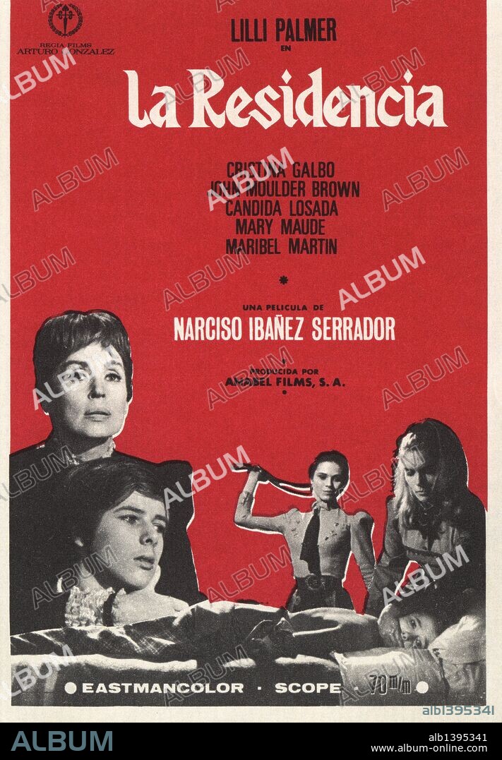Cartel de la película La Residencia, con Lilli Palmer y Cristina Galbó, dirigida por Narciso Ibáñez Serrador. España, 1969.