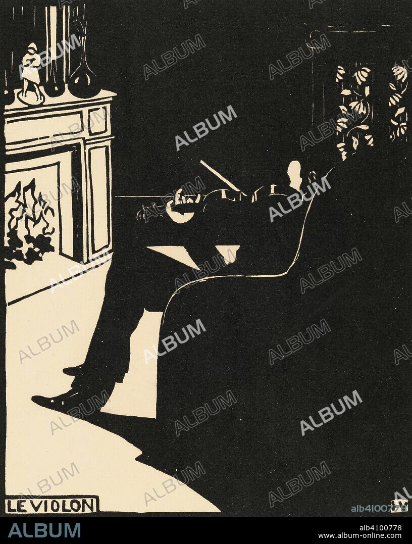FELIX VALLOTON. The Violin (Le violon). Dimensions: 32.6 cm x 25 cm, 22.6 cm x 18 cm.
