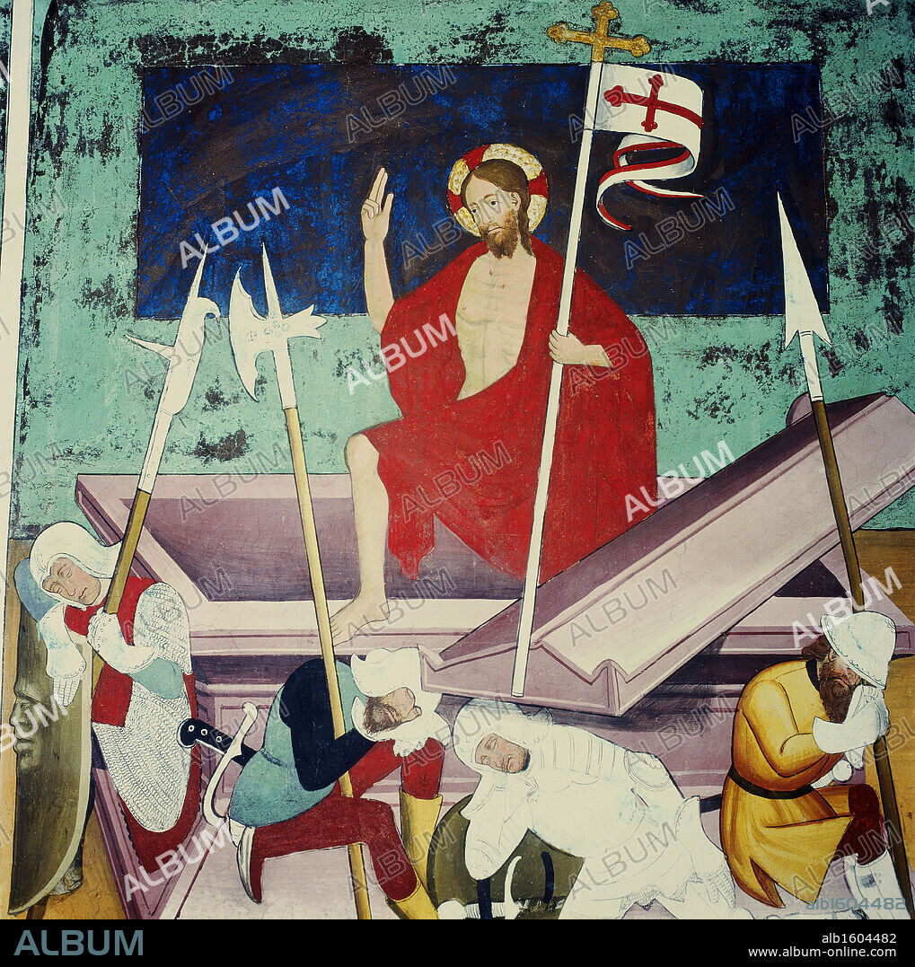 The Resurrection  ca. 1446  Artist Unknown  Fresco  Saint Sebastien Chapel, Lanslevillard, France.