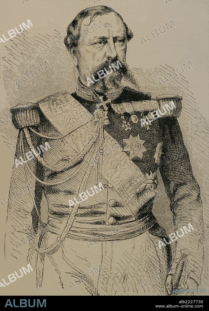 Edmond Leboeuf (1809-1888). General francés, Mariscal de Francia desde 1870. Grabado de "La Ilustración Española y Americana", 1870.