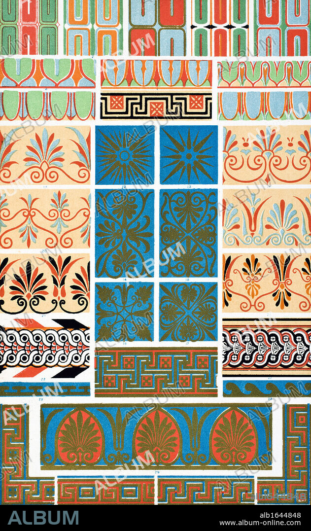 Greek No 8 Plate From The Grammar of Ornament by Owen Jones published by Day & Son London 1865.