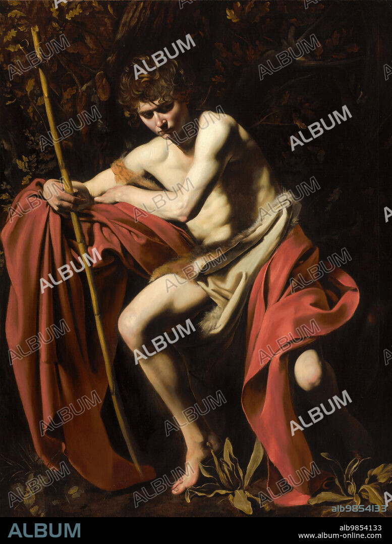 Caravaggio/San Juan Bautista en el desierto, 1604-1605. Óleo sobre lienzo. 172,7 cm (68 in.); Ancho: 132 cm (52 in.).