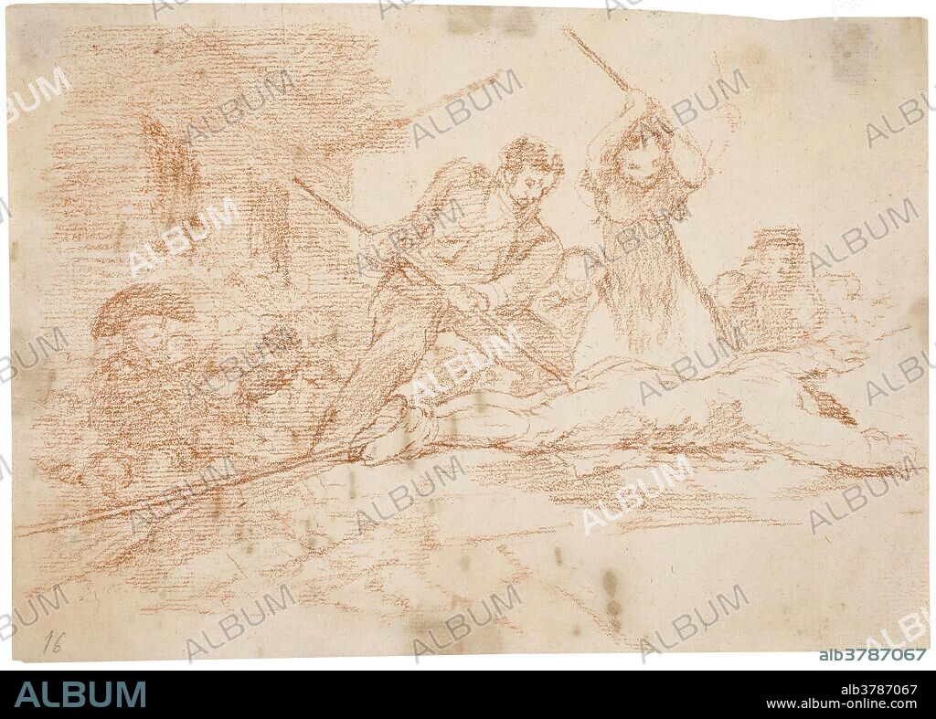 Francisco de Goya y Lucientes / 'Populacho'. 1810 - 1814. Sanguina sobre papel verjurado, ahuesado, 148 x 206 mm.