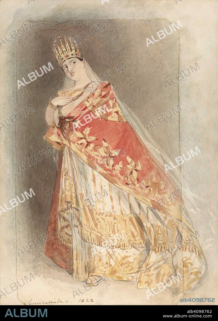ALFRED EDWARD CHALON. Giuditta Pasta (1798-1865) as Semiramide in the Opera by Gioachino Rossini.