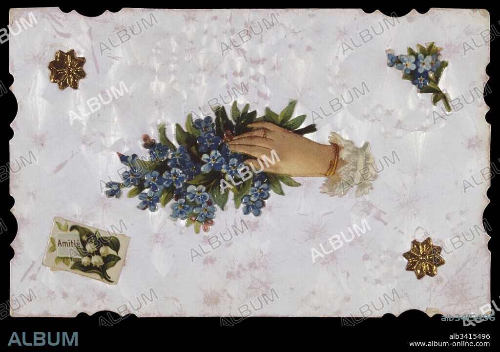 French birthday card with floral elements 1900.