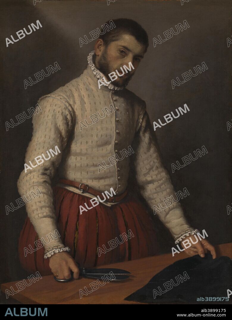 GIOVANNI BATTISTA MORONI. The Tailor ('Il Tagliapanni'). Date/Period: From 1565 until 1570. Painting. Oil on canvas. Height: 99.5 cm (39.1 in); Width: 77 cm (30.3 in).