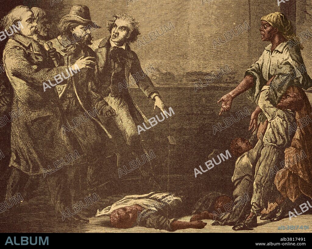 Color enhanced illustration of the capture of Margaret Garner. On January 27, 1856, Margaret and Robert Garner took their four children set out for Joseph Kite's house in Cincinnati. The first stop on their journey on the Underground Railroad. The next day A.K. Gaines, the Garner's master, and federal marshals stormed Kite's home with warrants for the arrest of the Garners. Determined not to return to slavery, Margaret decided to take the lives of herself and her children. When the marshals found Margaret in a back room, she had slit her two year old daughter's throat with a butcher knife, killing her. The other children lay on the floor wounded but still alive. The Margaret Garner case of 1856 was a ground breaking fugitive slave trial of the pre-Civil War era and became the inspiration for Toni Morrison's award winning novel, Beloved.