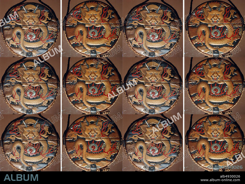 Case (Inr) with Design of Flaming Dragon with Clouds, Japan, mid-19th century, Japan, Lacquer, roiro, gold, silver and red hiramakie, takamakie, raden, aogai; Interior: nashiji, divided, silver metal tray, H. 3 1/16 in. (7.7 cm); W. 3 1/4 in. (8.2 cm); D. 13/16 in. (2.1 cm), Inr.