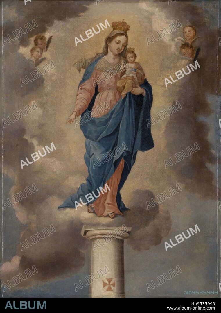 JOSE CAMPECHE Y JORDAN. La Virgen del pilar. Date: late 18th century. oil on canvas mounted to board.