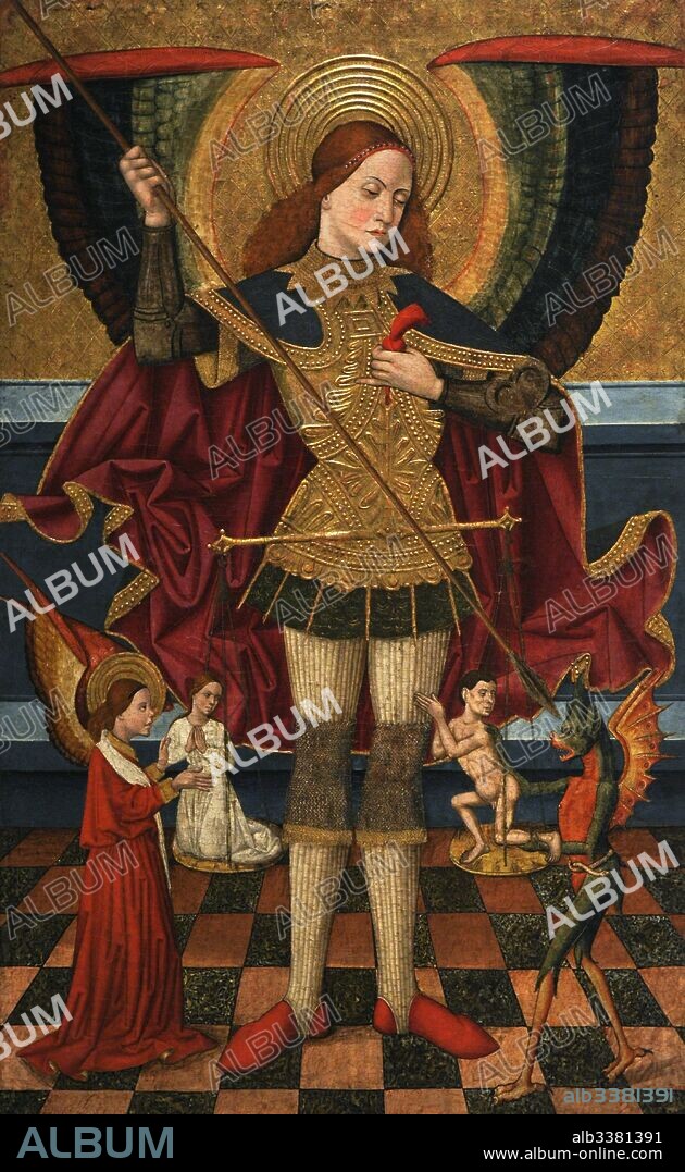 Juan de la Abadía, llamado el Viejo (activo entre 1469-1498). Pintor español. San Miguel pesando almas, hacia 1480-1495. Procede probablemente de Liesa (provincia de Huesca). Museo Nacional de Arte de Cataluña. Barcelona. Cataluña. España.