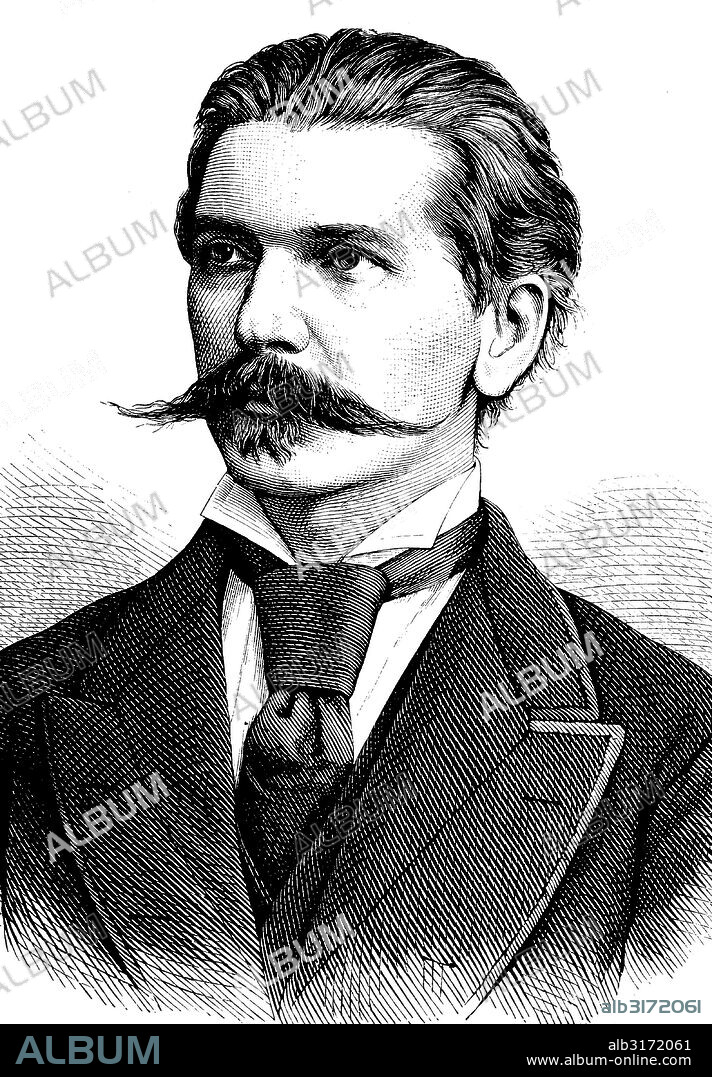 Béni kállay de nagy-kálló oder benjamin von kállay, 1839 - 1903, an austro-hungarian politician, austro-hungarian finance minister and governor of bosnia and herzegovina from 4th june 1882 until his death, historical engraving, about 1889.