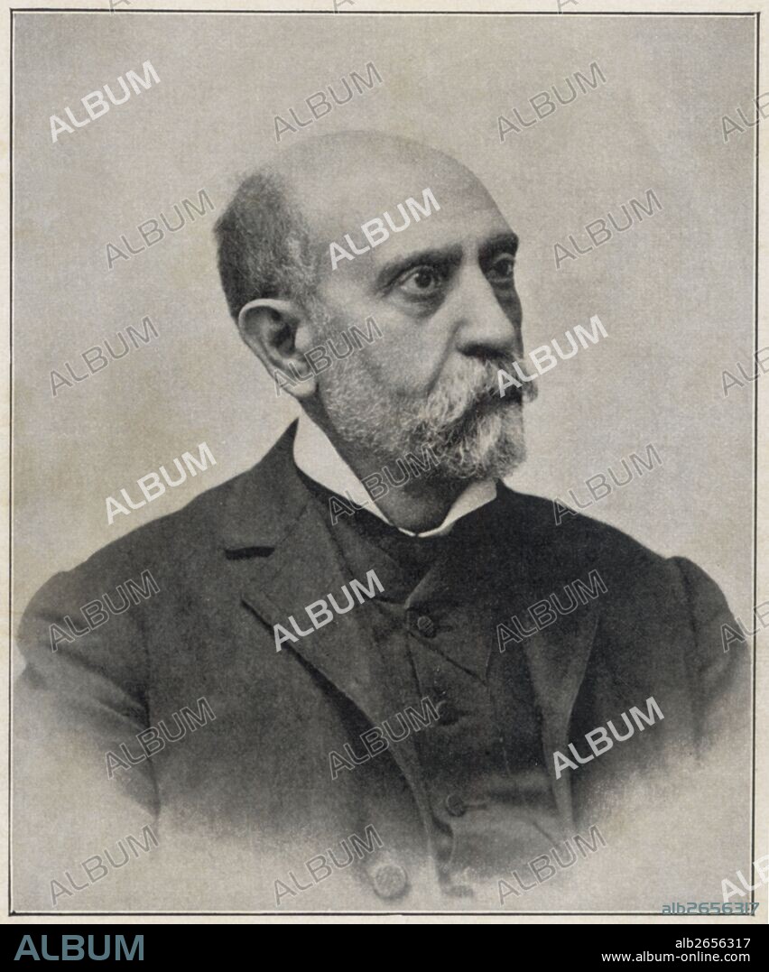 Nicolás Salmerón Alonso (1838-1908), político y filósofo español, presidente de la primera república española en 1873. Grabado de 1905.