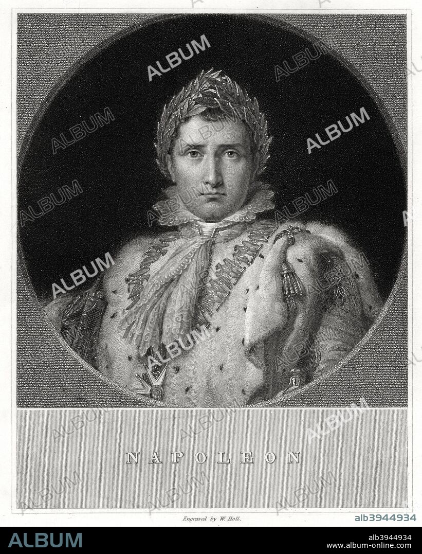 Napoleon Bonaparte, 19th century. Napoleon I Bonaparte (1769-1821), Emperor of France from 1804. Napoleon enjoyed a meteoric rise through the ranks of the French Revolutionary army. In 1799 he led a coup to overthrow the government, the Directory, and became first consul and effective dictator of France. In 1804, he declared himself Emperor, and embarked on a series of military campaigns across Europe, the Napoleonic Wars. Victories such as Austerlitz and Jena led to France establishing its power across much of the continent. In 1812, however, Napoleon embarked on a disastrous invasion of Russia and defeat at Leipzig in 1813 led to his abdication and exile to Elba. He ecaped in 1815, raised another army, but was finally defeated by Wellington at Waterloo, and exiled again to St Helena.