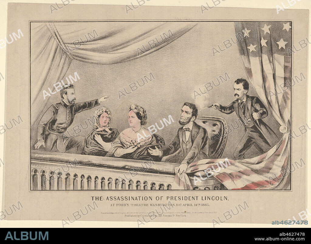 CURRIER AND IVES. The Assassination of President Lincoln at Ford's Theatre, Washington D.C., April 14th, 1865, 1865.